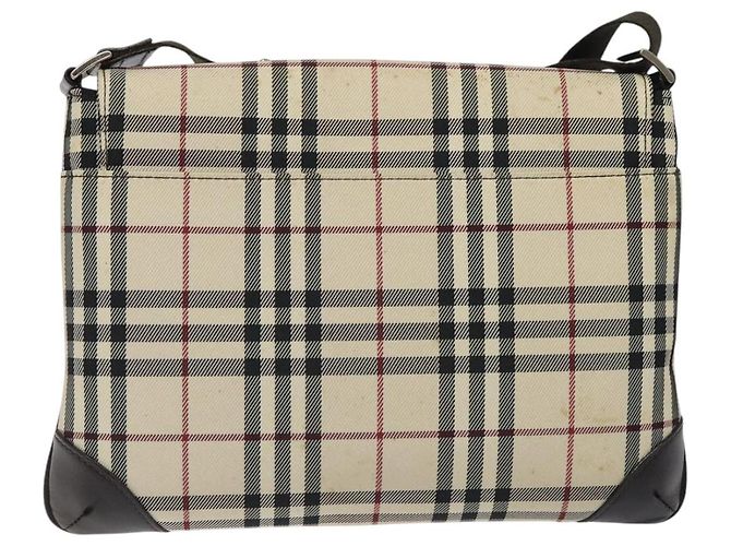 Burberry Borsa a spalla Nova Check in nylon beige marrone argento autentica 116145 - vista 3