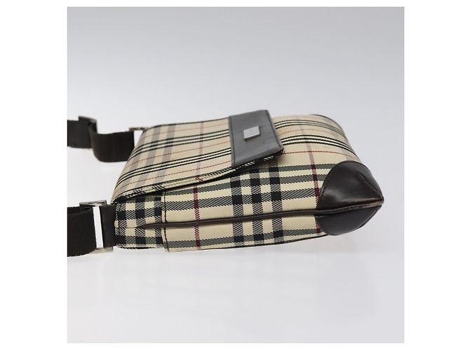 Burberry Borsa a spalla Nova Check in nylon beige marrone argento autentica 116145 - vista 5