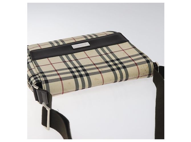 Burberry Borsa a spalla Nova Check in nylon beige marrone argento autentica 116145 - vista 6