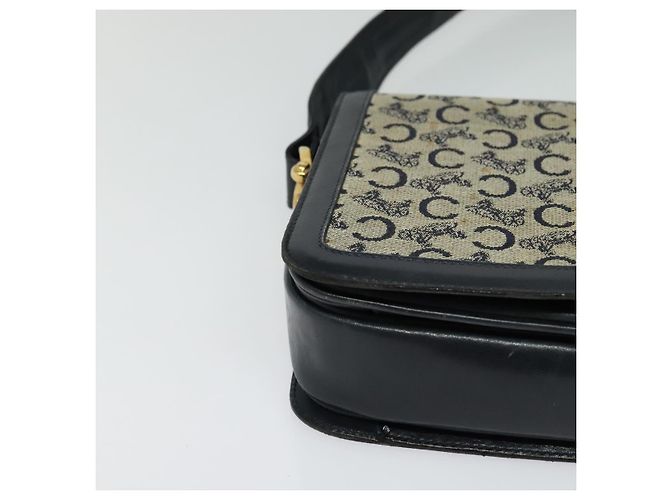 Céline Borsa a spalla Celine C Sulky in tela blu navy e oro Auth BD1174 D'oro - vista 10