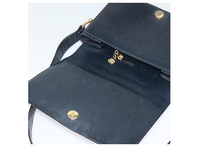 Céline Borsa a spalla Celine C Sulky in tela blu navy e oro Auth BD1174 D'oro - vista 15