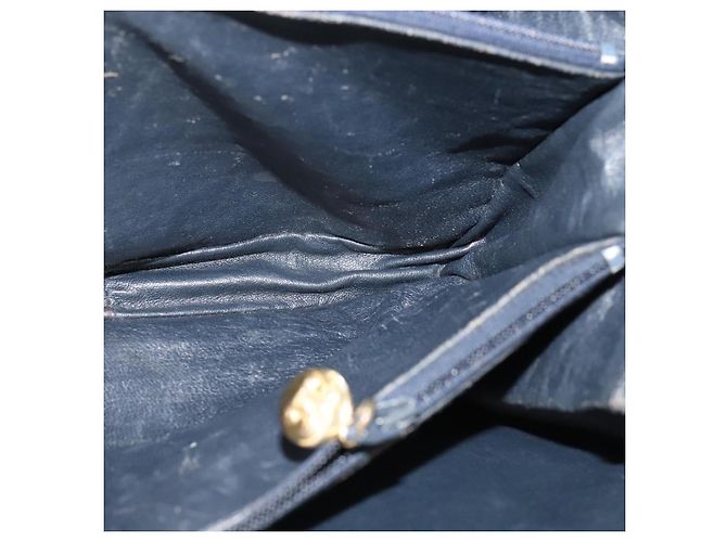 Céline Borsa a spalla Celine C Sulky in tela blu navy e oro Auth BD1174 D'oro - vista 18
