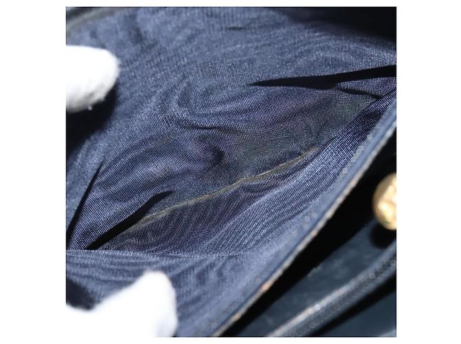 Céline Borsa a spalla Celine C Sulky in tela blu navy e oro Auth BD1174 D'oro - vista 21
