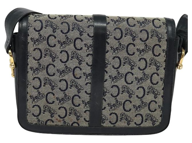 Céline Borsa a spalla Celine C Sulky in tela blu navy e oro Auth BD1174 D'oro - vista 3