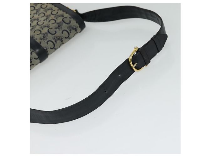 Céline Borsa a spalla Celine C Sulky in tela blu navy e oro Auth BD1174 D'oro - vista 7