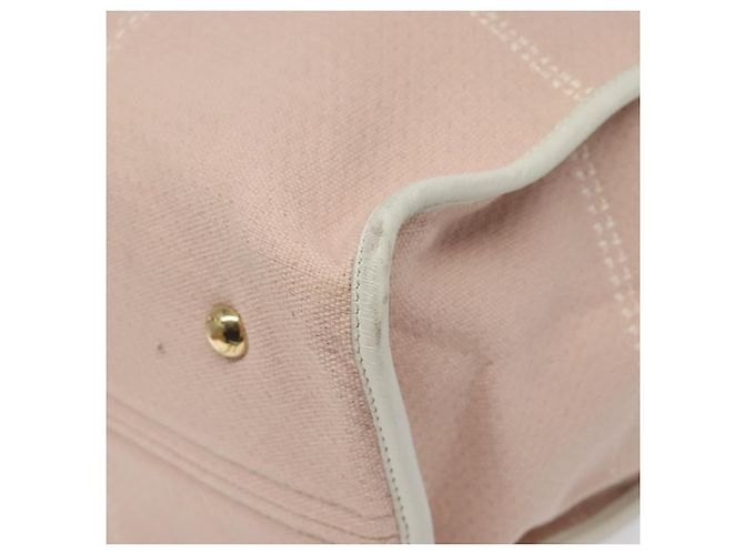 Borsa Tote Gancini di Salvatore Ferragamo in tela pelle rosa bianco oro Auth EC754 - vista 10