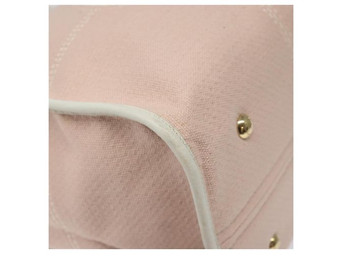 Borsa Tote Gancini di Salvatore Ferragamo in tela pelle rosa bianco oro Auth EC754 - vista 11