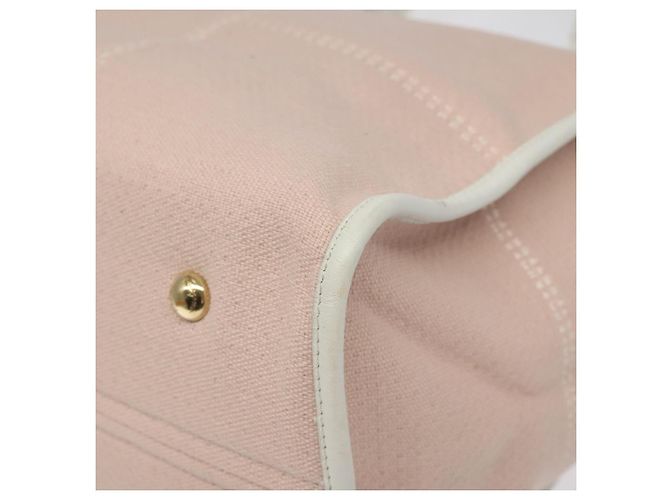 Borsa Tote Gancini di Salvatore Ferragamo in tela pelle rosa bianco oro Auth EC754 - vista 12