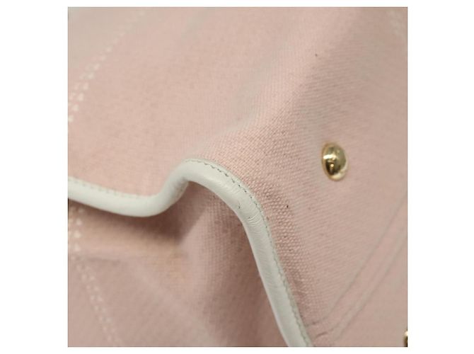 Borsa Tote Gancini di Salvatore Ferragamo in tela pelle rosa bianco oro Auth EC754 - vista 13