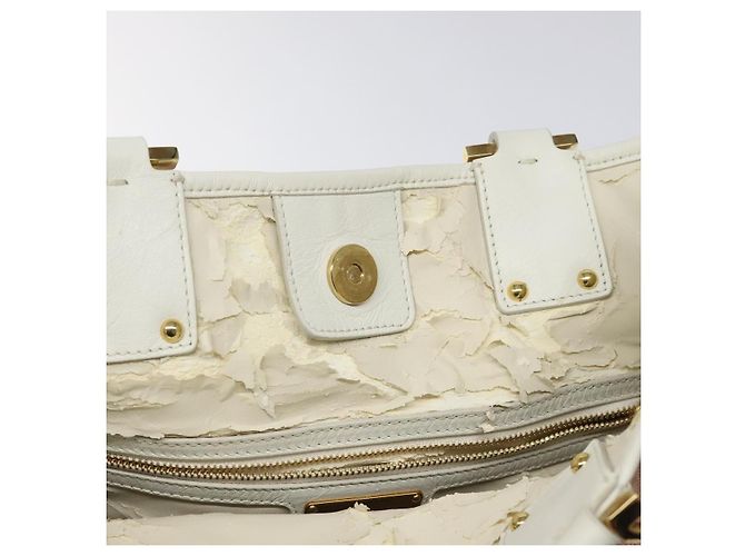 Borsa Tote Gancini di Salvatore Ferragamo in tela pelle rosa bianco oro Auth EC754 - vista 15