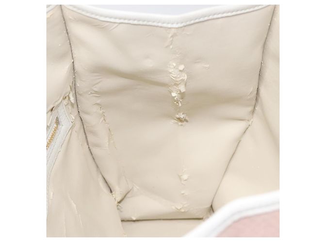 Borsa Tote Gancini di Salvatore Ferragamo in tela pelle rosa bianco oro Auth EC754 - vista 18