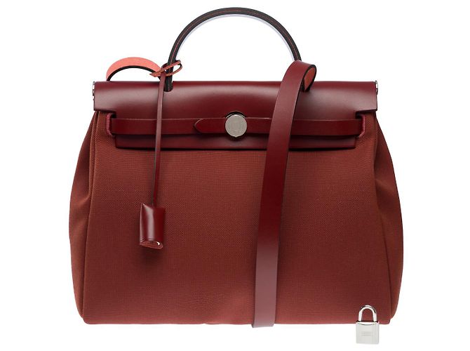 Hermès HERMES Herbag Leather Bag Red - 102617 - view 3