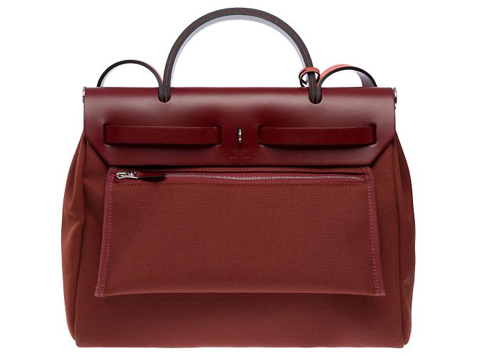 Hermès HERMES Herbag Leather Bag Red - 102617 - view 4