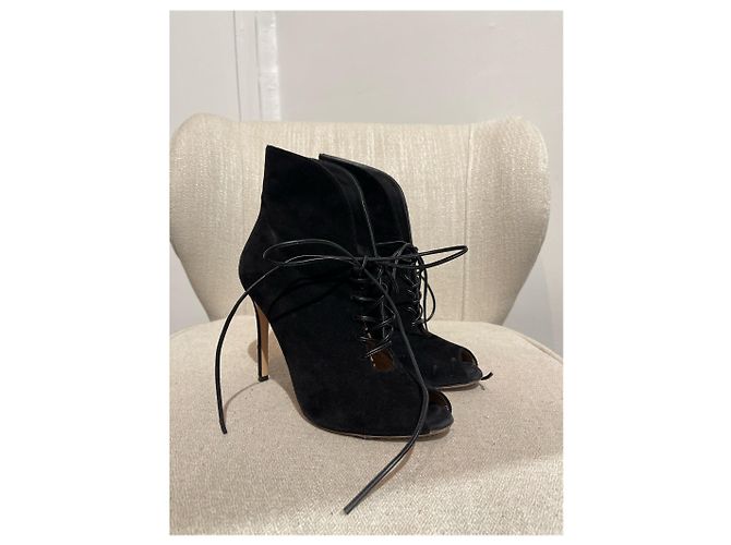 Botines GIANVITO ROSSI T.EU 38.5 De ante Negro - vista 2