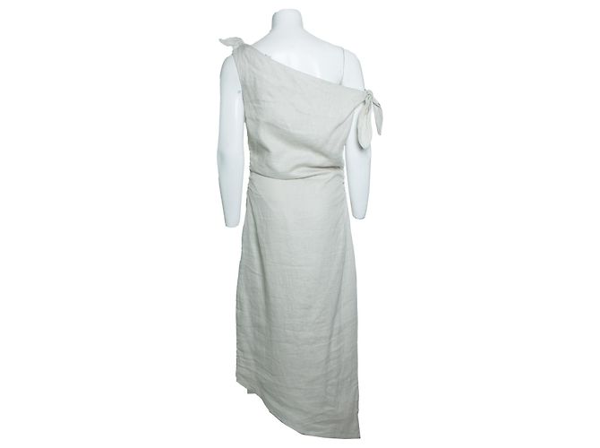 Autre Marque Herr. Das Etikett, weißes Tamara Leinen-Midi-Kleid mit Schleife - Ansicht 4