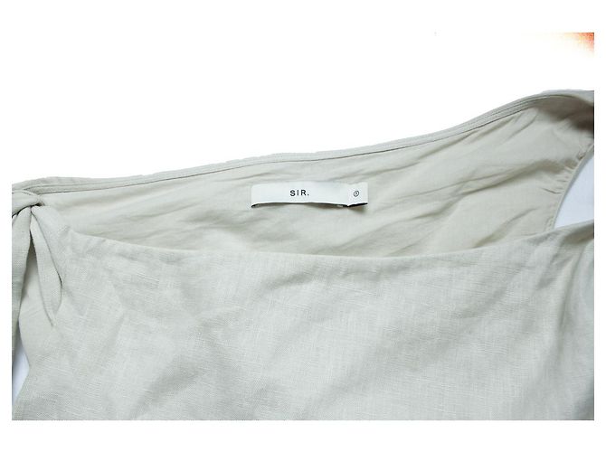 Autre Marque Herr. Das Etikett, weißes Tamara Leinen-Midi-Kleid mit Schleife - Ansicht 7