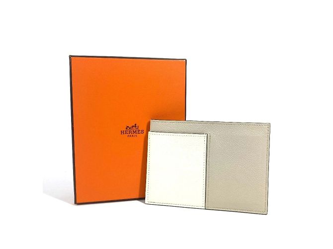 Hermès Bicolor Visitenkartenhalter von Hermes Weiß Beige - Ansicht 13