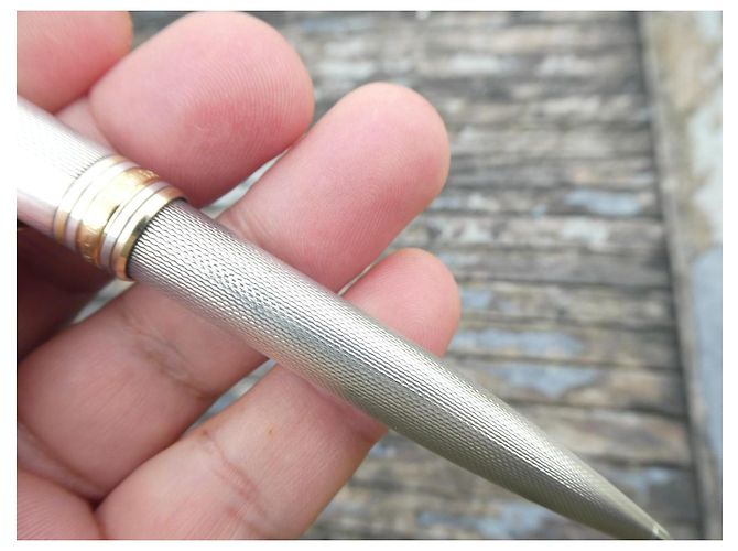 Penna a sfera Montblanc in argento 925 con scatola Silver hardware - vista 13