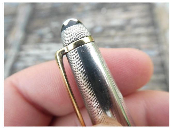 Penna a sfera Montblanc in argento 925 con scatola Silver hardware - vista 8