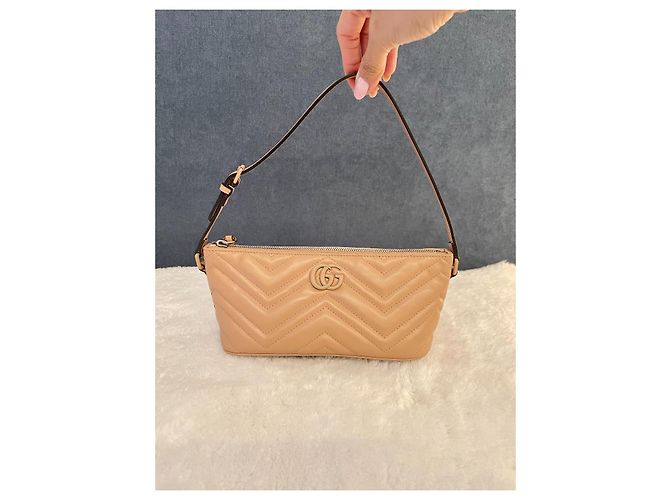 Borsa a spalla Gucci Marmont Beige - vista 2