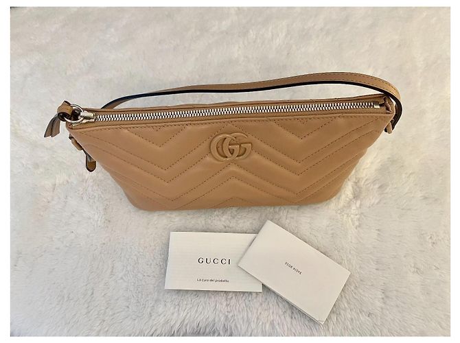 Borsa a spalla Gucci Marmont Beige - vista 5
