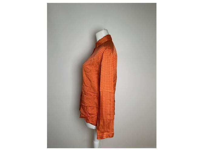 Camicia a quadri vintage Dior arancione e nera - vista 2