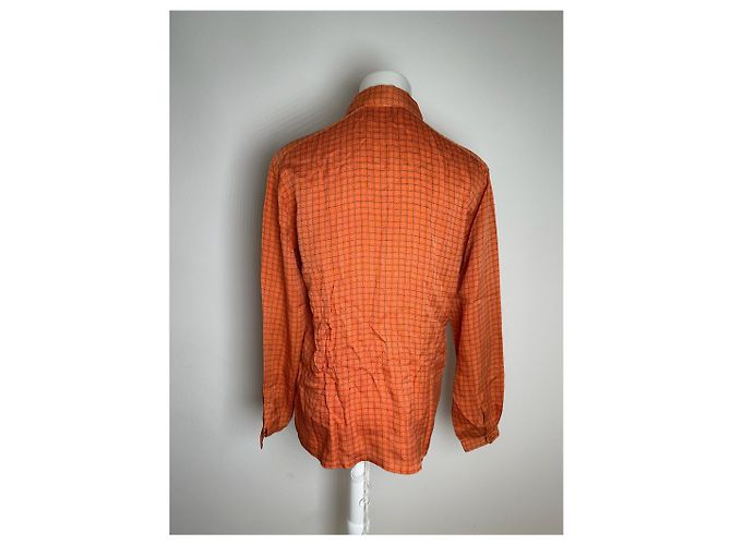 Camicia a quadri vintage Dior arancione e nera - vista 3