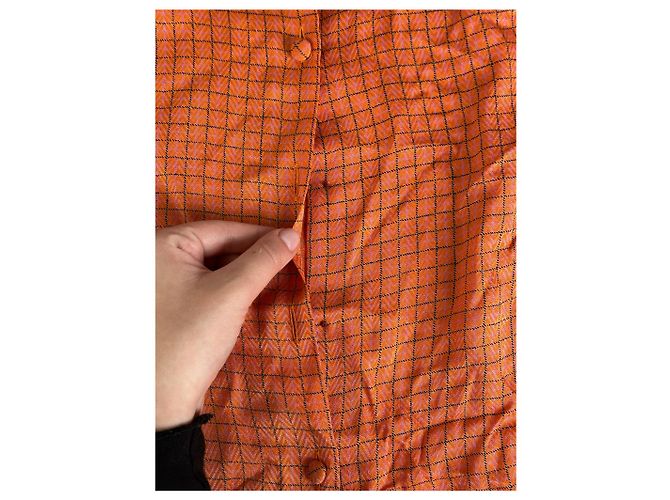Camicia a quadri vintage Dior arancione e nera - vista 4