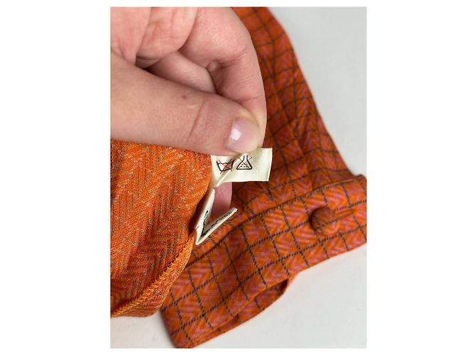 Camicia a quadri vintage Dior arancione e nera - vista 5
