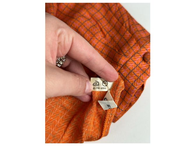 Camicia a quadri vintage Dior arancione e nera - vista 6