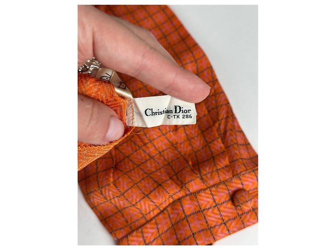 Camicia a quadri vintage Dior arancione e nera - vista 8