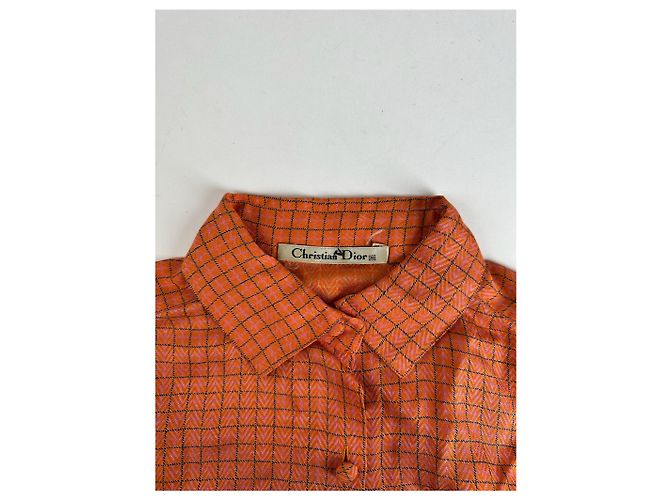 Camicia a quadri vintage Dior arancione e nera - vista 9