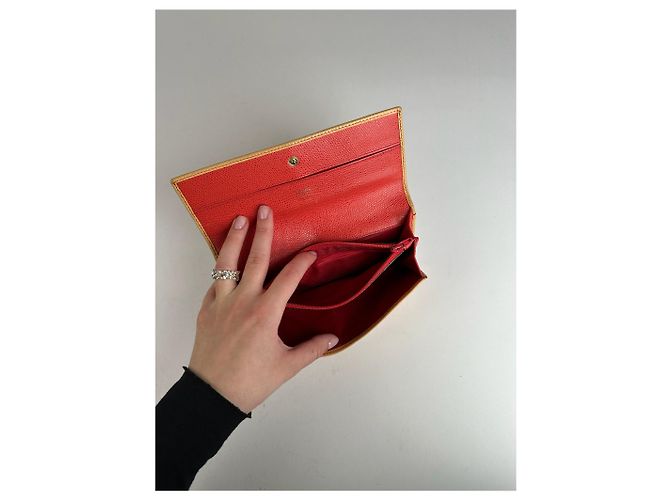 Céline Vintage Celine Leather Wallet Beige Yellow - view 4
