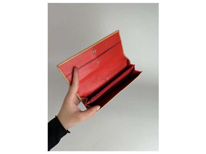 Céline Vintage Celine Leather Wallet Beige Yellow - view 5
