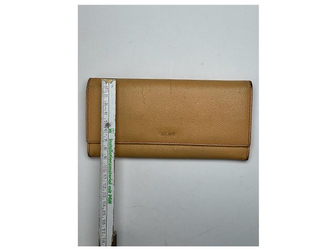 Céline Vintage Celine Leather Wallet Beige Yellow - view 6