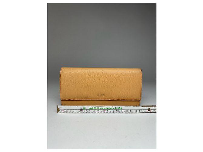 Céline Vintage Celine Leather Wallet Beige Yellow - view 7
