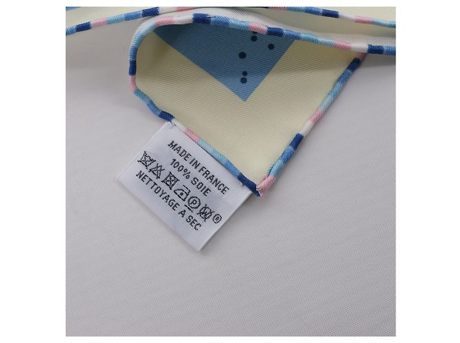 Foulard Hermès Carré 90 "Space Derby" 100% Seta Blu - vista 11