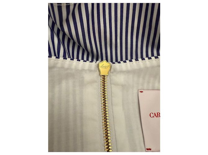 Carolina Herrera Abito Mini Bustier a Maniche Voluminose a Righe Blu - vista 8