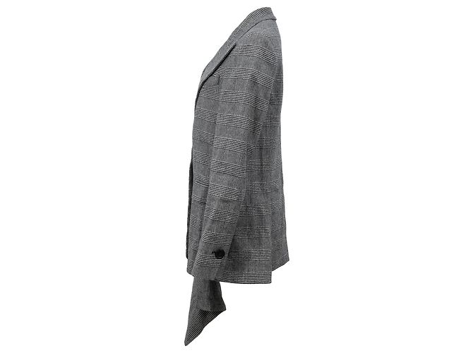 Blazer de cuadros drapeado asimétrico Proenza Schouler en lana gris - vista 2