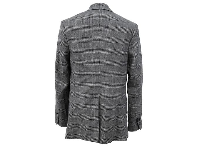 Blazer de cuadros drapeado asimétrico Proenza Schouler en lana gris - vista 3