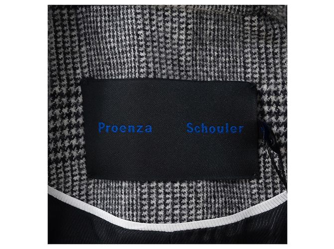 Blazer de cuadros drapeado asimétrico Proenza Schouler en lana gris - vista 4