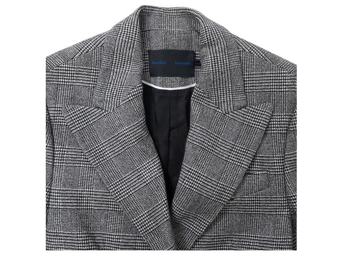 Blazer de cuadros drapeado asimétrico Proenza Schouler en lana gris - vista 5