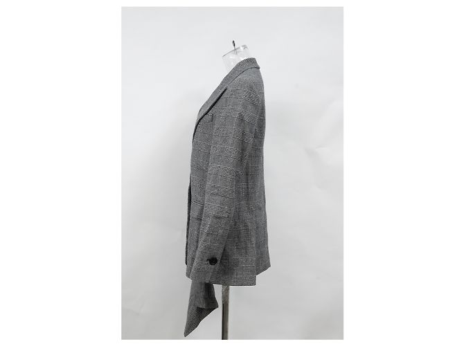 Blazer de cuadros drapeado asimétrico Proenza Schouler en lana gris - vista 7