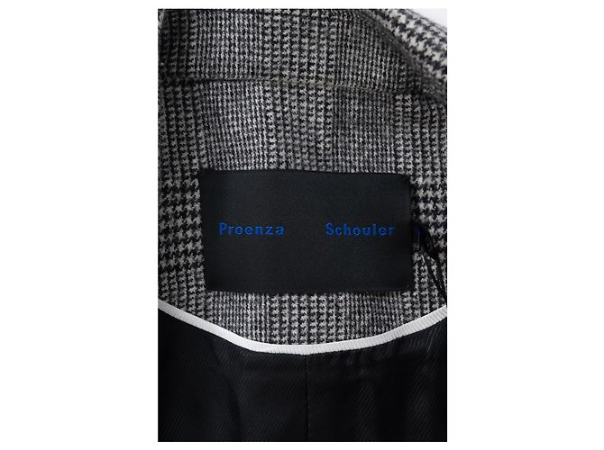 Blazer de cuadros drapeado asimétrico Proenza Schouler en lana gris - vista 9