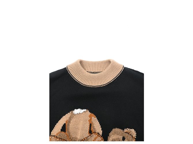 Palm Angels Bear Intrasia Pullover aus schwarzer Schurwolle - Ansicht 10