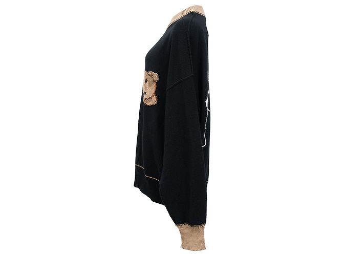 Palm Angels Bear Intrasia Pullover aus schwarzer Schurwolle - Ansicht 2