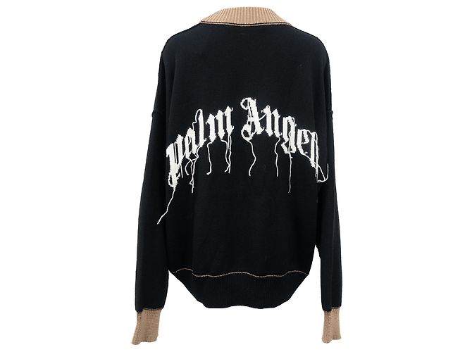 Palm Angels Bear Intrasia Pullover aus schwarzer Schurwolle - Ansicht 3