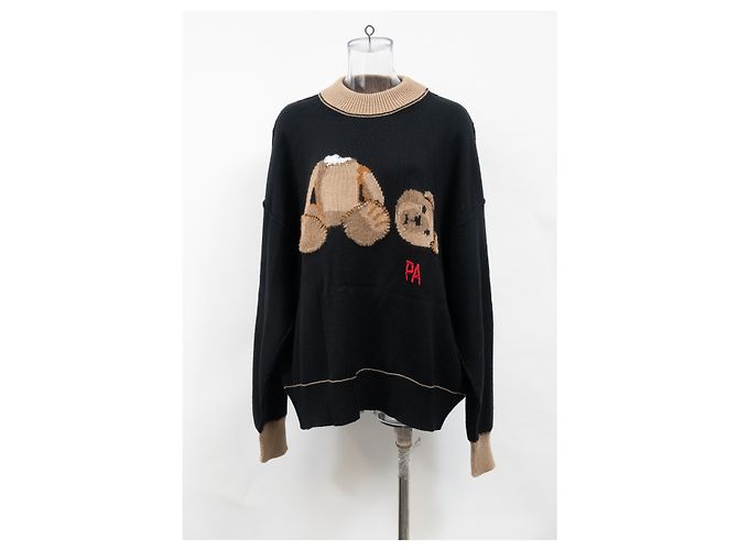 Palm Angels Bear Intrasia Pullover aus schwarzer Schurwolle - Ansicht 6