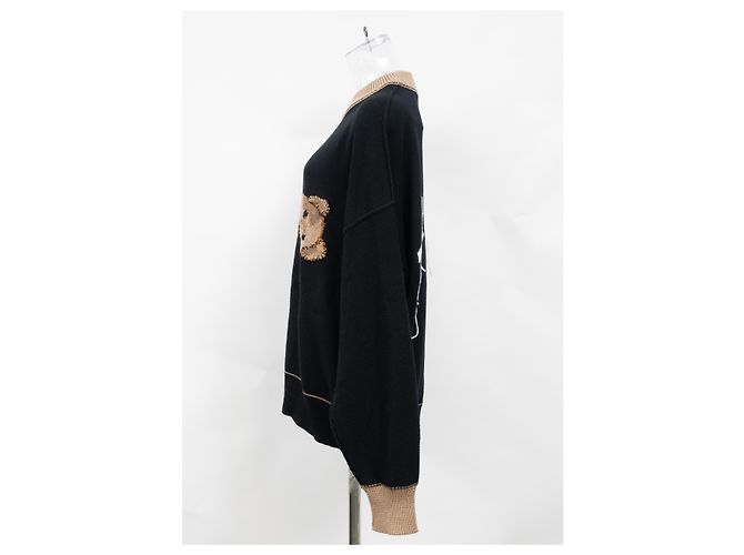 Palm Angels Bear Intrasia Pullover aus schwarzer Schurwolle - Ansicht 7