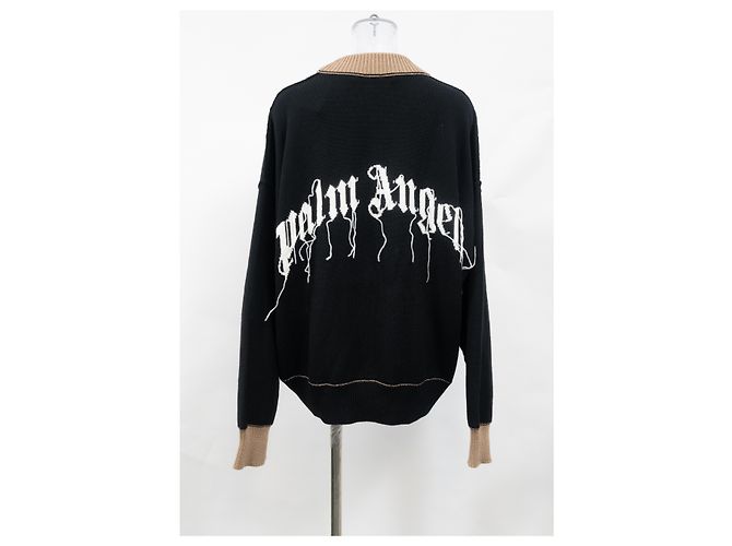Palm Angels Bear Intrasia Pullover aus schwarzer Schurwolle - Ansicht 8